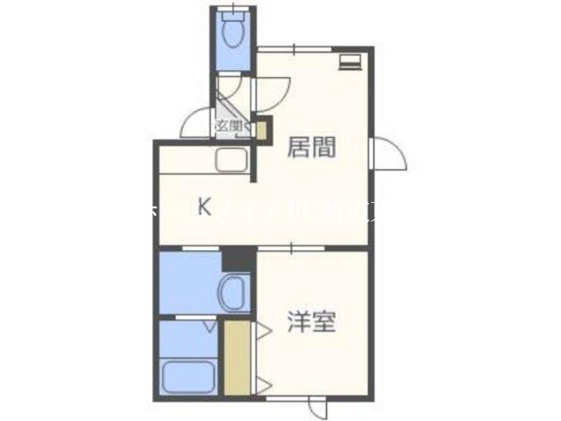 クオーレ栄町(1LDK/2階)の間取り写真