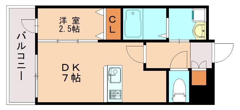 LIFEFIELD貝塚駅前(1DK/2階)の間取り写真