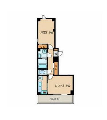 都営新宿線 菊川駅(東京) 徒歩1分 9階建 築19年(1LDK/4階)の間取り写真