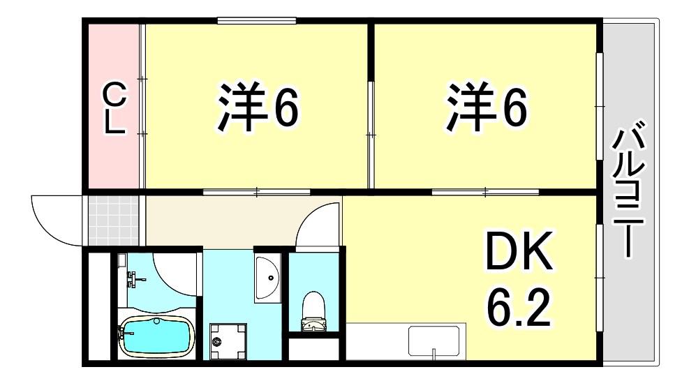 メゾン大徳(2DK/2階)の間取り写真