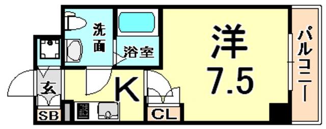 エス・キュート尼崎2(1K/8階)の間取り写真