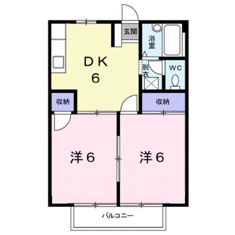 ルミネハイツ(2DK/2階)の間取り写真