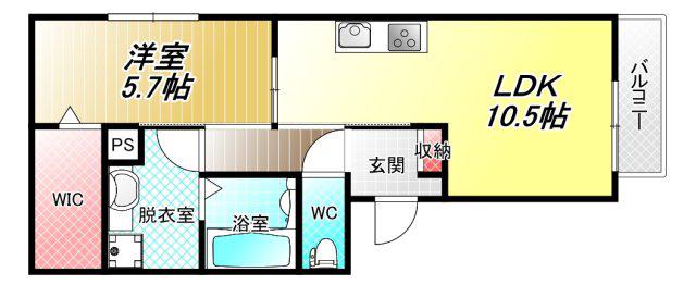 ボヌール南久宝寺(1LDK/1階)の間取り写真