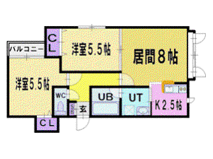 ミドリマンション2(2LDK/2階)の間取り写真