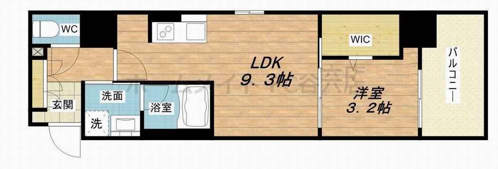 アーバネックス真田山(1LDK/10階)の間取り写真