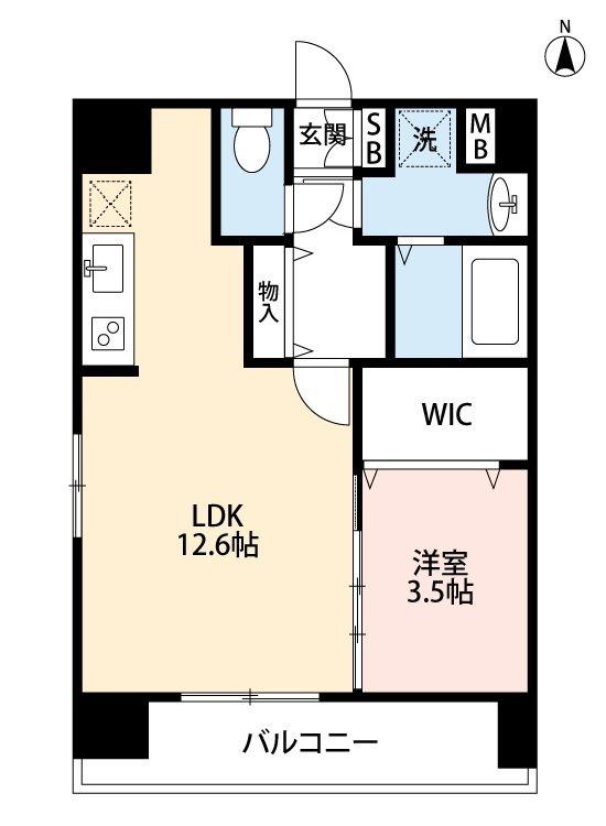 フェリーチェ南熊本(1LDK/7階)の間取り写真