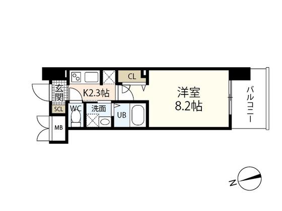 S-RESIDENCE宇品海岸(1K/5階)の間取り写真