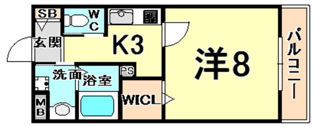 ブルーリーフII(1K/1階)の間取り写真