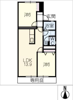 セジュール上挙母A(2LDK/1階)の間取り写真