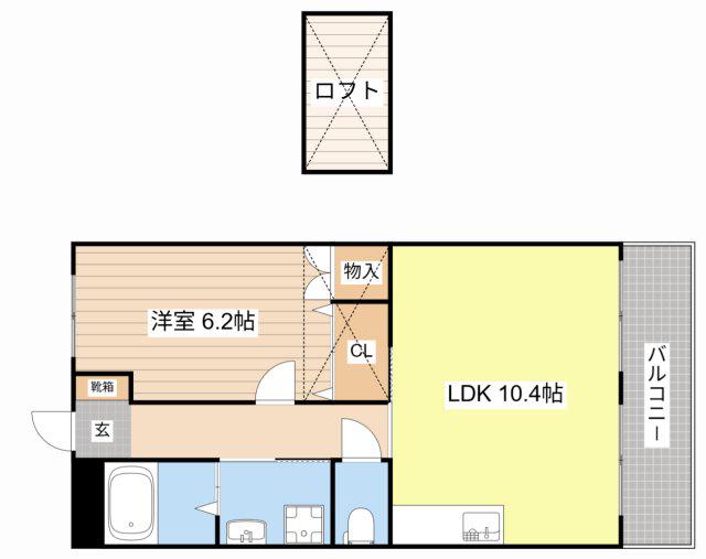 フリーダム岩根中央(1LDK/2階)の間取り写真