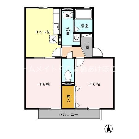 アルファヴィレッジえじま A(2DK/2階)の間取り写真