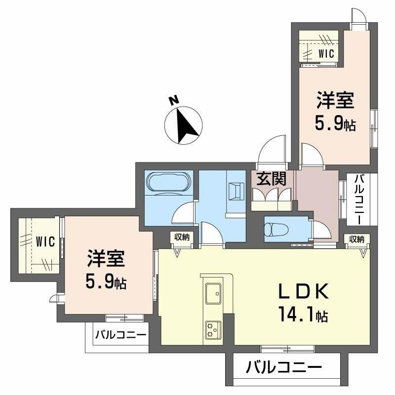 モノリス天王寺(2LDK/3階)の間取り写真