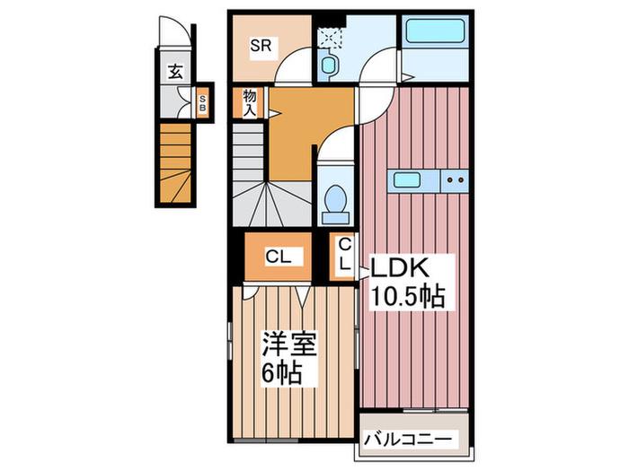 K.I.PLACE(1LDK/2階)の間取り写真