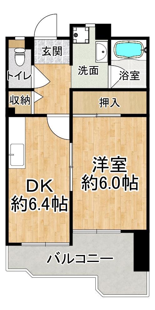 JR東海道本線 神戸駅(兵庫) 徒歩11分 14階建 築36年(1DK/14階)の間取り写真