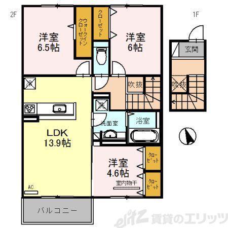 アヴニール箕面(3LDK/2階)の間取り写真