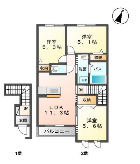 レフィーノ(3LDK/2階)の間取り写真