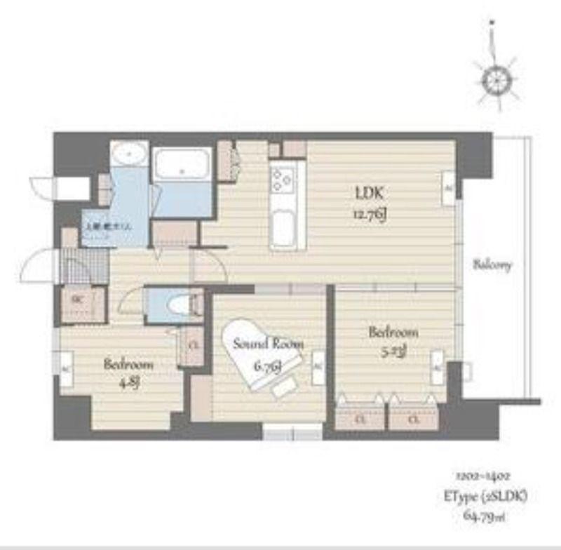 S-RESIDENCE天満橋AR(2SLDK/14階)の間取り写真