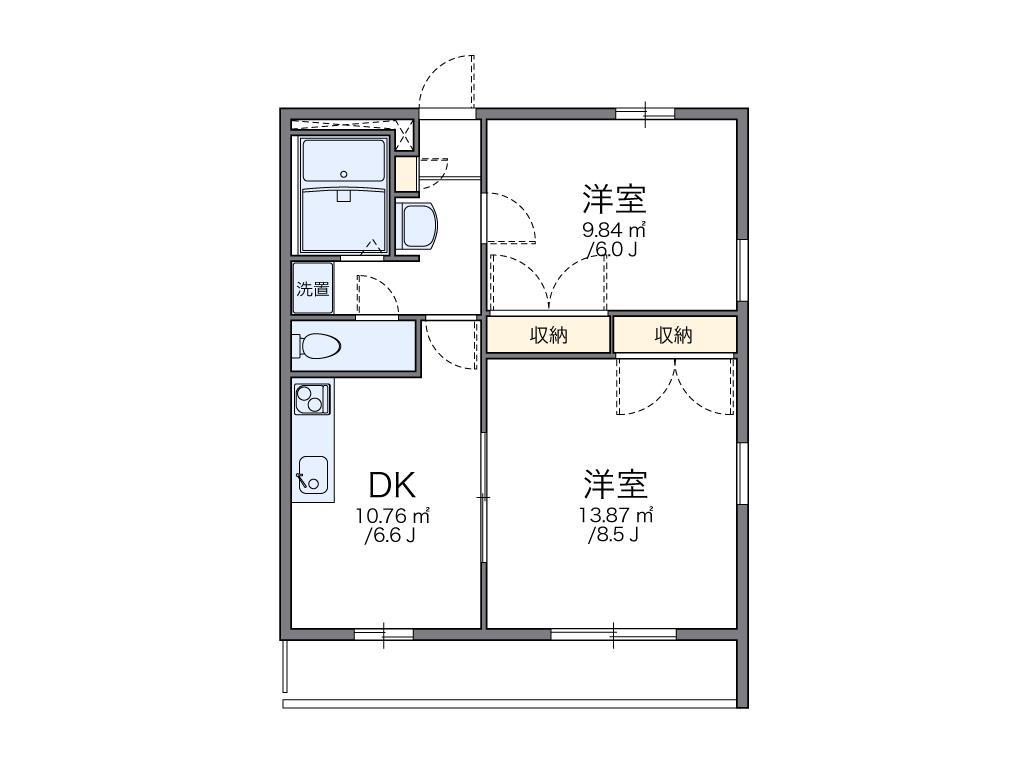 レオパレスLIGHTLIFEII(2DK/2階)の間取り写真