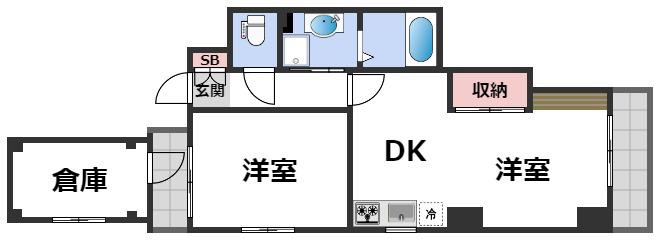 KSCOURT真法院(2DK/4階)の間取り写真