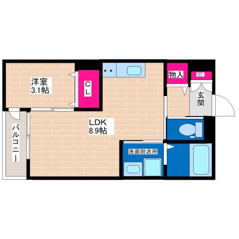 グローハイツ喜連サウス(1LDK/3階)の間取り写真