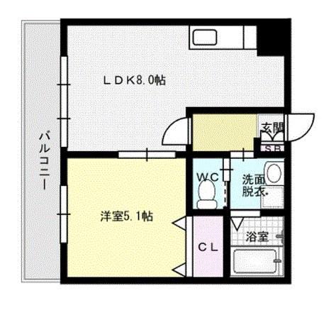 フェリスタ博多駅南(1LDK/3階)の間取り写真