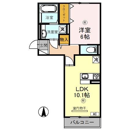 クレシア旭(1LDK/2階)の間取り写真