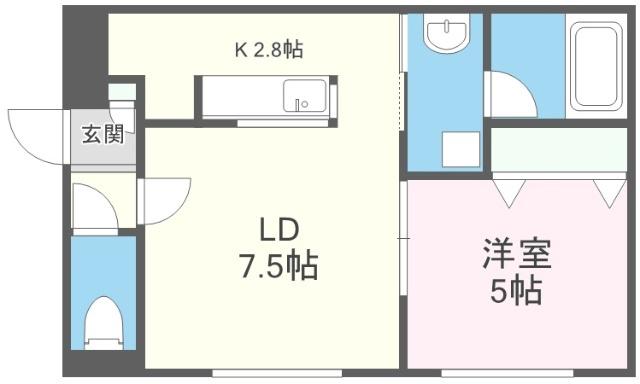 ブレッシング北海道 KITAHIRO(1LDK/3階)の間取り写真