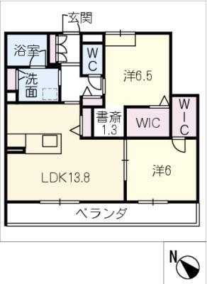 アルフラット(2LDK/1階)の間取り写真