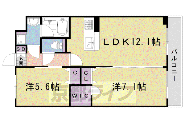 BERNINA PALACE 西院(2LDK/2階)の間取り写真