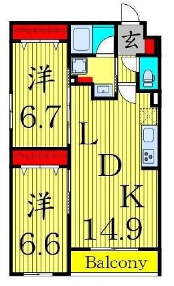 RIZIER VILLAGE西日暮里(2LDK/3階)の間取り写真