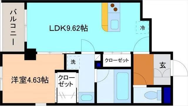 コルテーレ荒町(1LDK/5階)の間取り写真