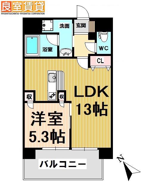 タカマツレジデンス鶴舞公園旧ステージSAWA(1LDK/8階)の間取り写真
