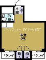 南風磯路(ワンルーム/2階)の間取り写真