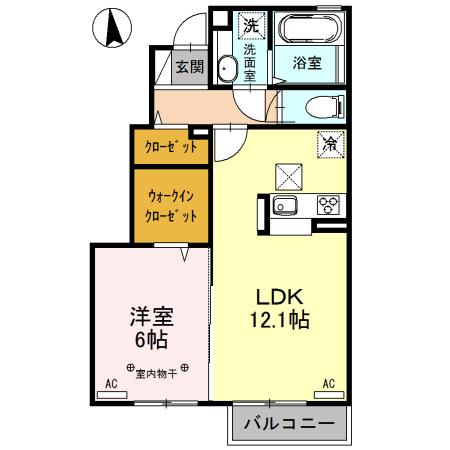 コートヤードE(1LDK/1階)の間取り写真
