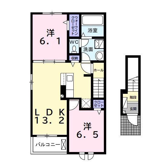 グレイスレジデンス 館山A(2LDK/2階)の間取り写真
