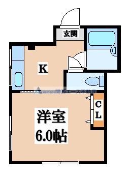 レッドマンション(1K/4階)の間取り写真