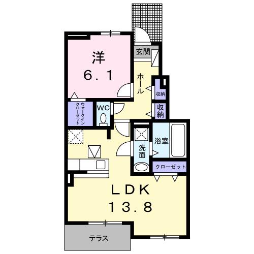 コスモス A(1LDK/1階)の間取り写真