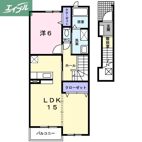 プリムローズ・S(1LDK/2階)の間取り写真