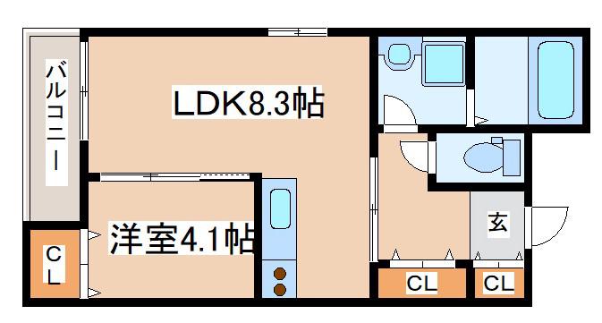 アリビア西明石(1LDK/3階)の間取り写真