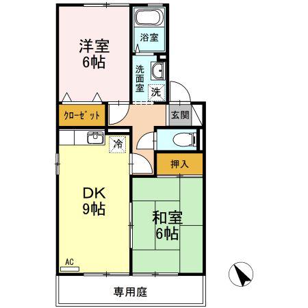 レジデンスアグリー(2DK/1階)の間取り写真