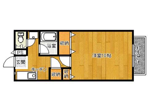 ヴィラ富田A(1K/1階)の間取り写真