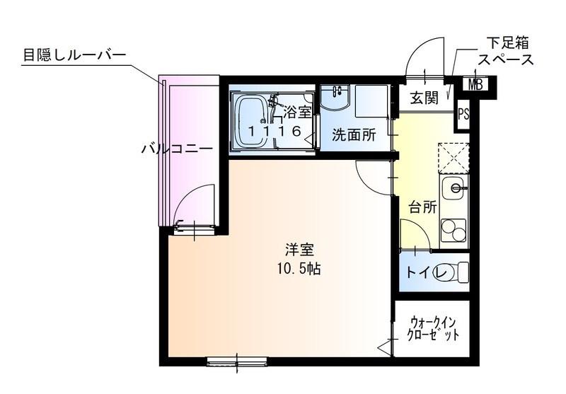 フジパレス西宮甲東園1番館(1K/2階)の間取り写真