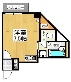 ラシーヌ山坂(ワンルーム/6階)の間取り写真