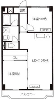 エクロール蓮根(2LDK/5階)の間取り写真
