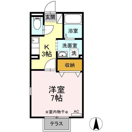 プリシェールミレニアム I棟(1K/1階)の間取り写真