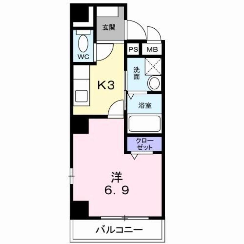 サニーサイト(1K/4階)の間取り写真