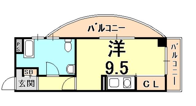 パールコート(ワンルーム/3階)の間取り写真