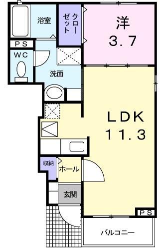 ラフォーレS(1LDK/1階)の間取り写真