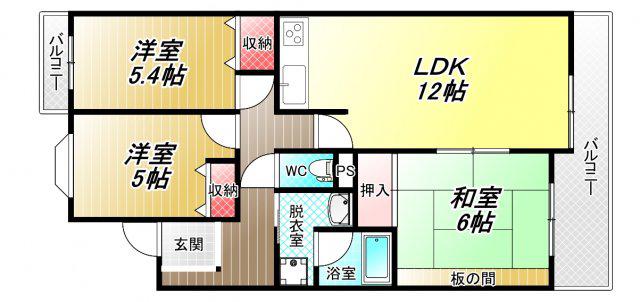 アンリハイツ(3LDK/3階)の間取り写真