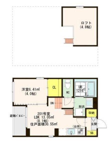 川名サンライズ(1LDK/2階)の間取り写真